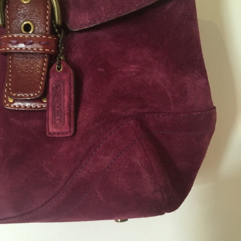 Coach Burgundy Suede Satchel - Picture 5 of 14